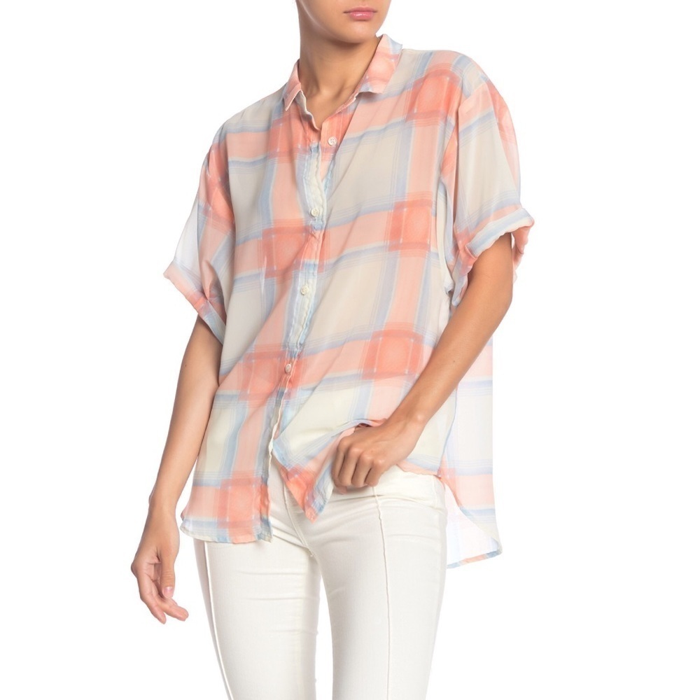 Splendid Semi Sheer Button Down Top